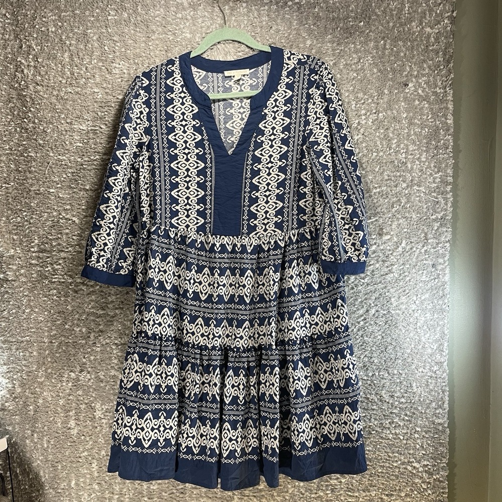 Anthropologie Fig & Flower Tiered Dress M Rayon Peasant Bohemian Lagenlook